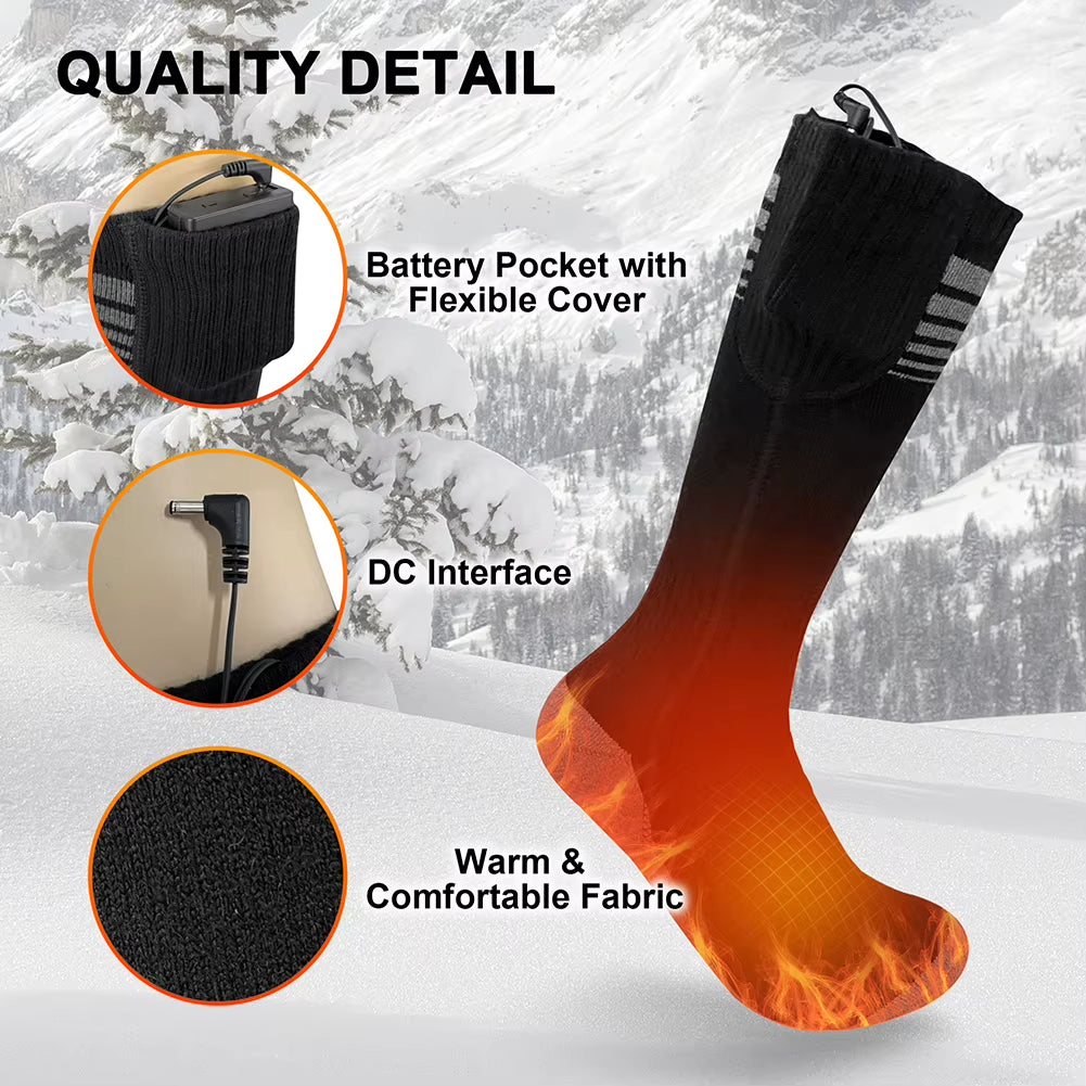 Battery Electric Heated Socks for Men Womenwinter Warm Outdoor Sports Rechargeable Thermal Socks Foot for Outdoor Sports Skiing