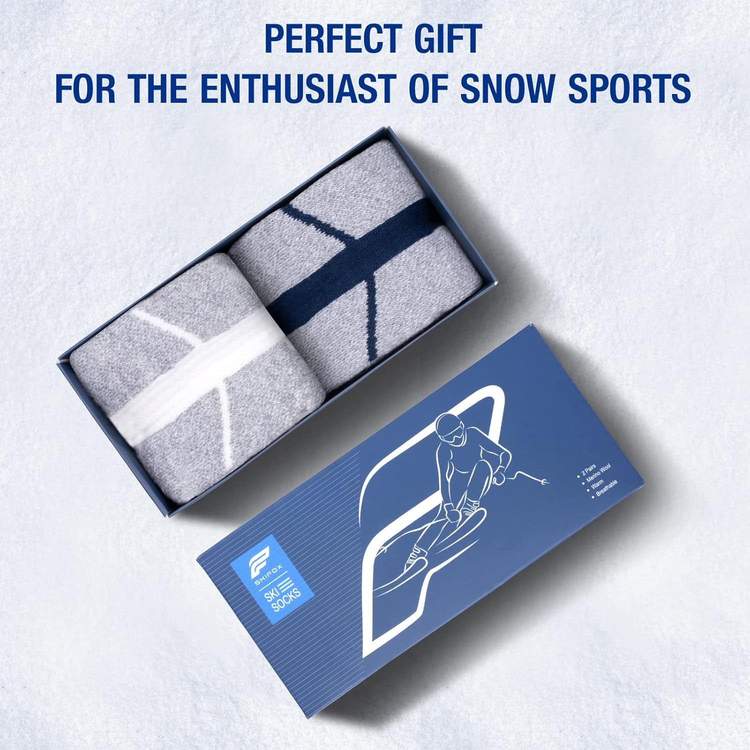 2 Packs Merino Wool Ski Socks,Women Men Snowboarding Socks for Skiing Winter Gift Outdoor Sports Performance Socks