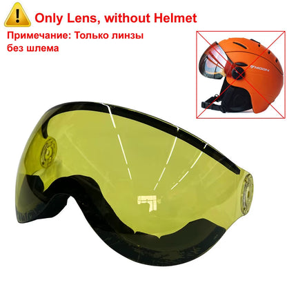 MOON Professional Half-Covered Ski Helmet Integrally-Molded Sports Man Women Snow Skiing Snowboard Helmets with Goggles Visor