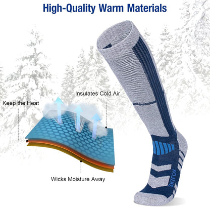 2 Packs Merino Wool Ski Socks,Women Men Snowboarding Socks for Skiing Winter Gift Outdoor Sports Performance Socks